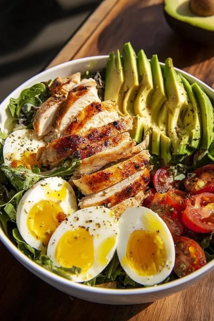 Paleo Grilled Chicken Cobb Salad with fresh ingredients and vibrant colors