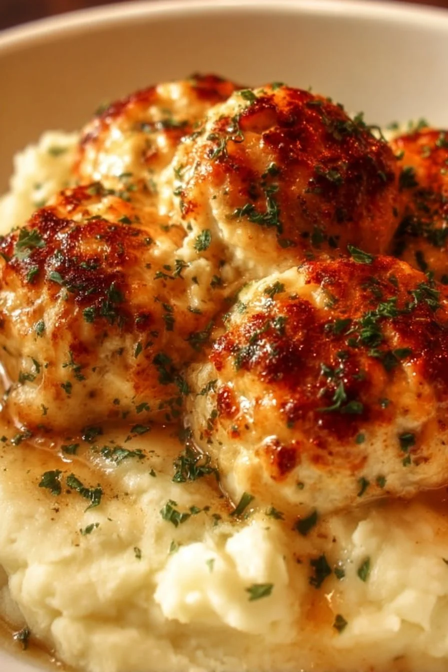 Parmesan Cloud Chicken Bombs Parmesan Cloud Chicken Delicious Parmesan Cloud Chicken Bombs served on a plate