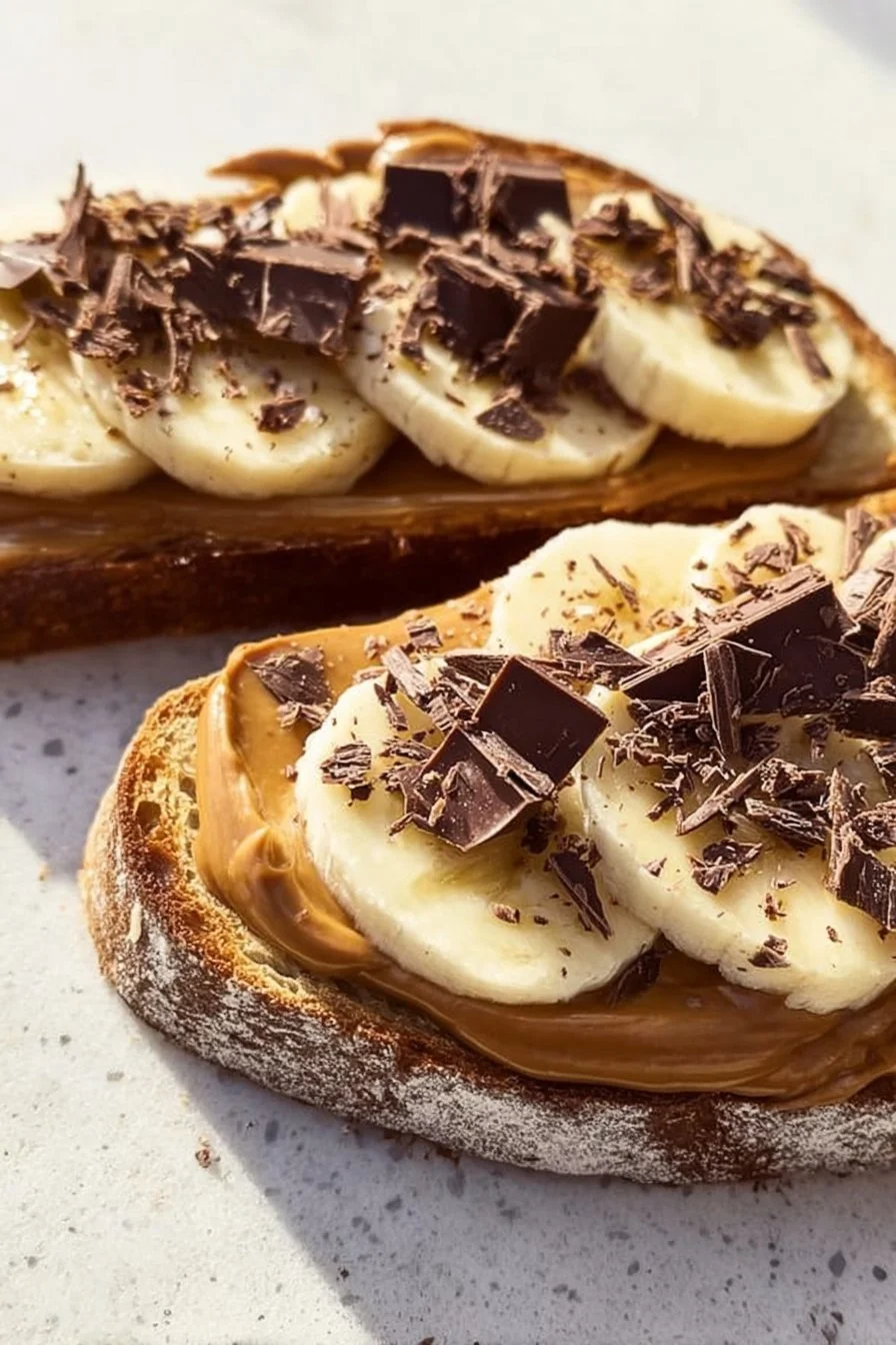 Peanut Butter Banana Toast with Dark Chocolate