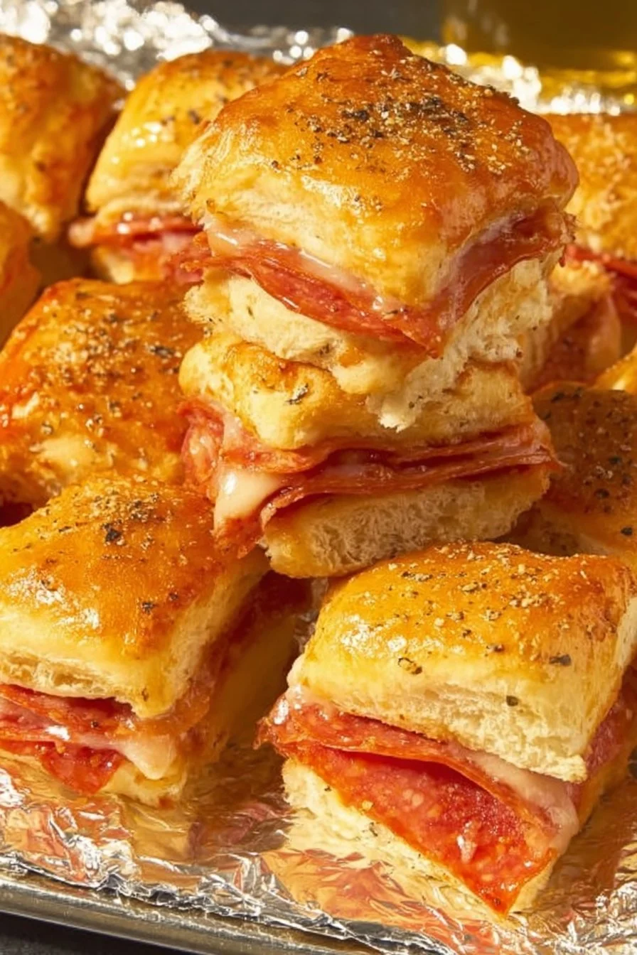 Delicious pepperoni pizza sliders served on a platter