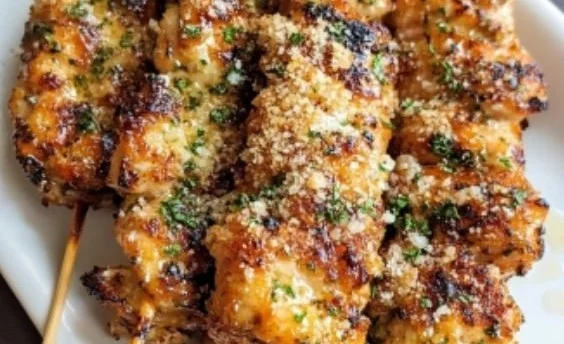 Ranch Garlic Parmesan Chicken Skewers