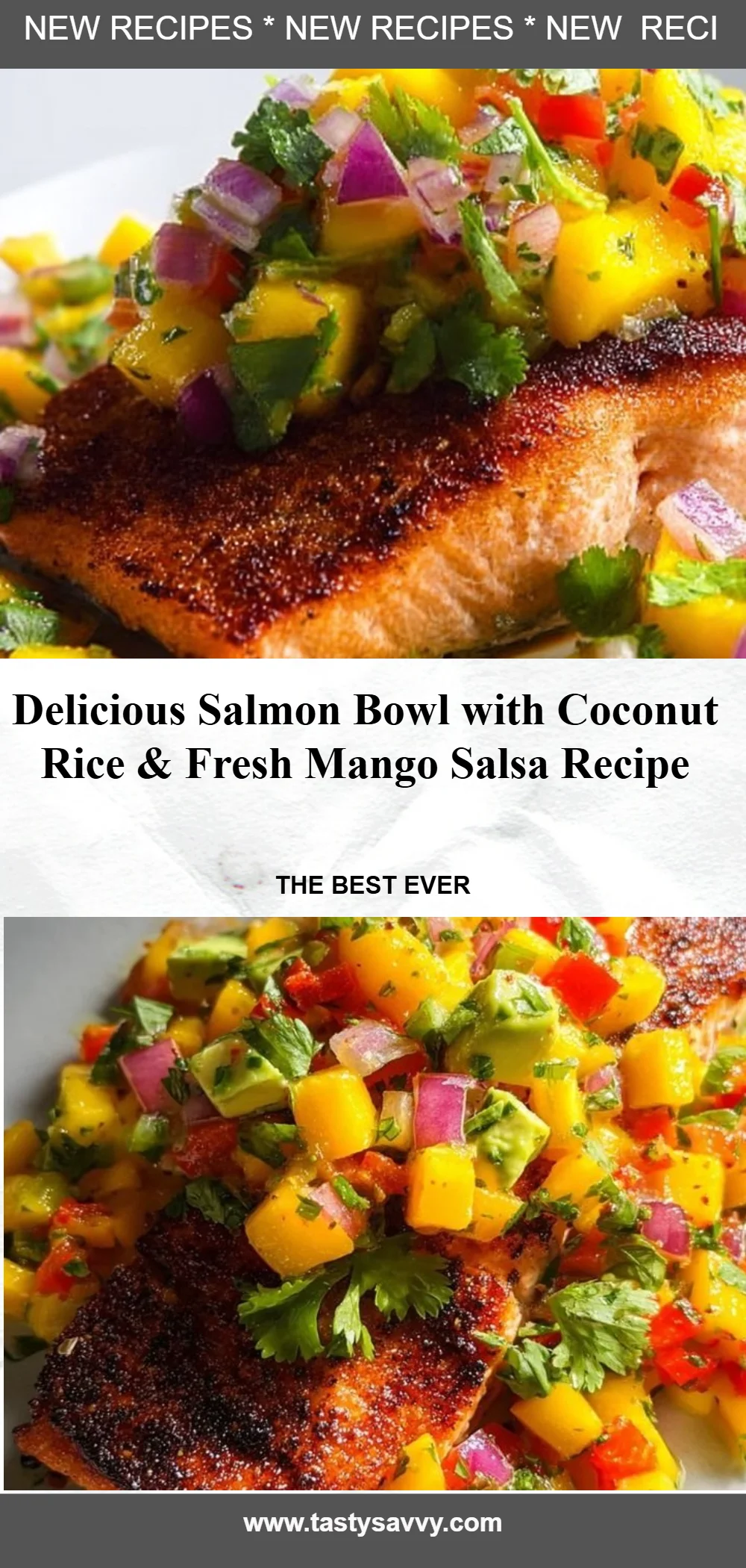 Salmon Bowl with Coconut Rice and Mango Salsa