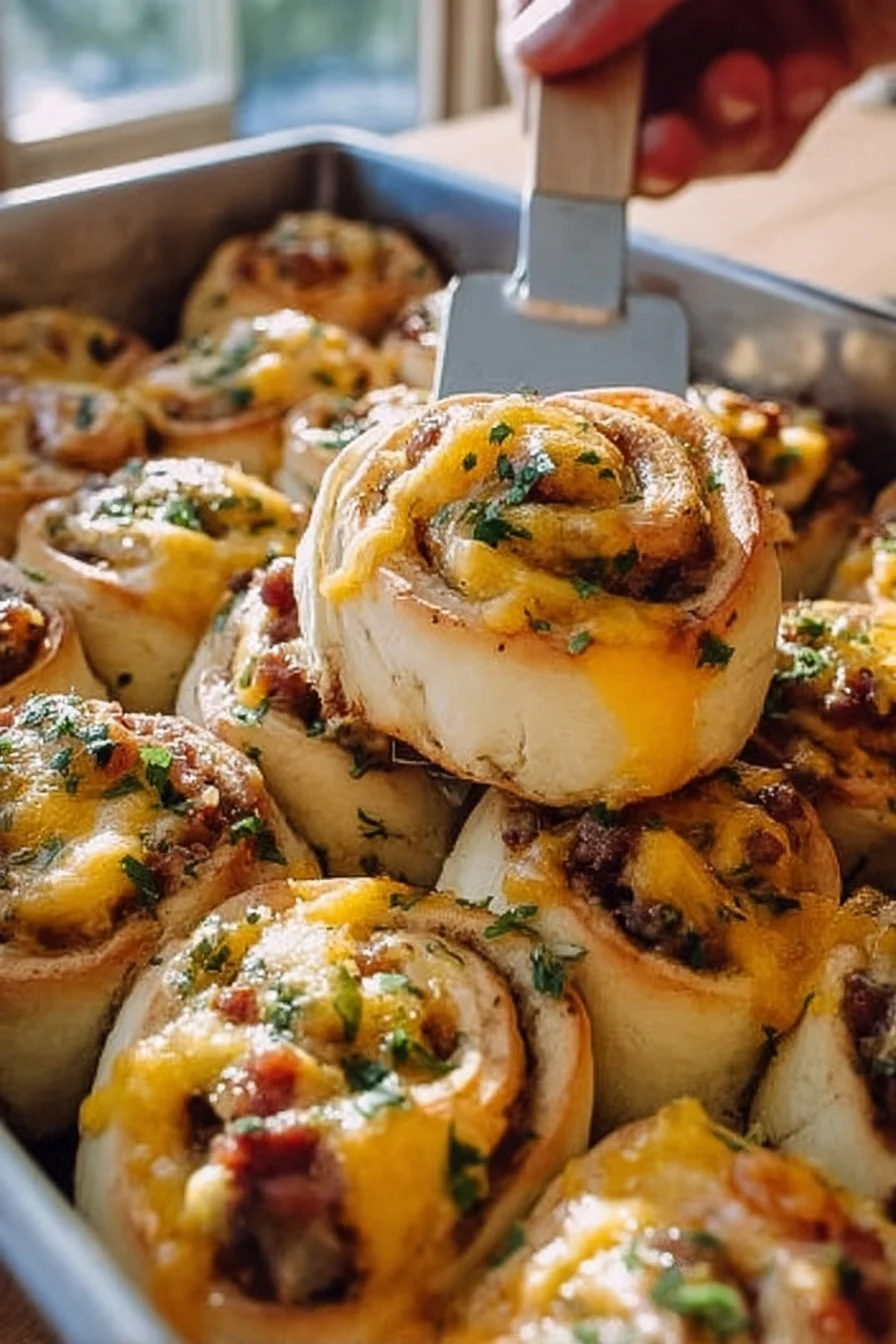 Delicious savory breakfast rolls baked to perfection