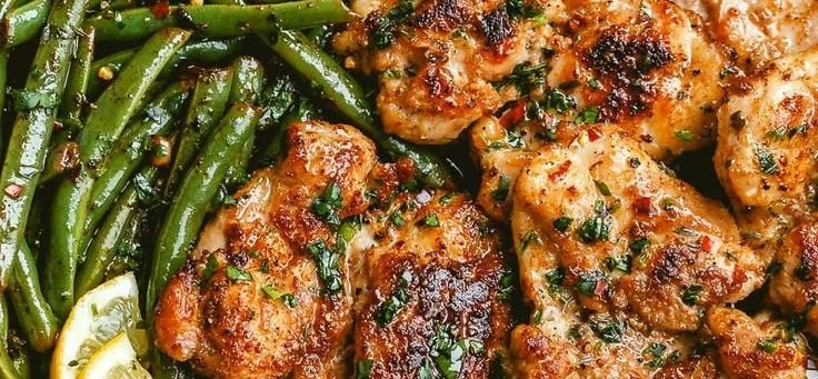 Skillet Garlic Butter Chicken and Green Beans