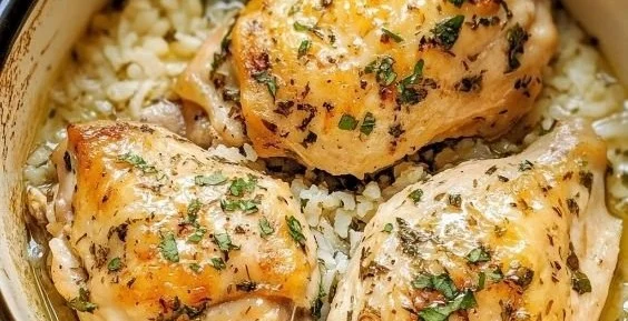 Slow Cooker Lemon Herb Chicken and Rice