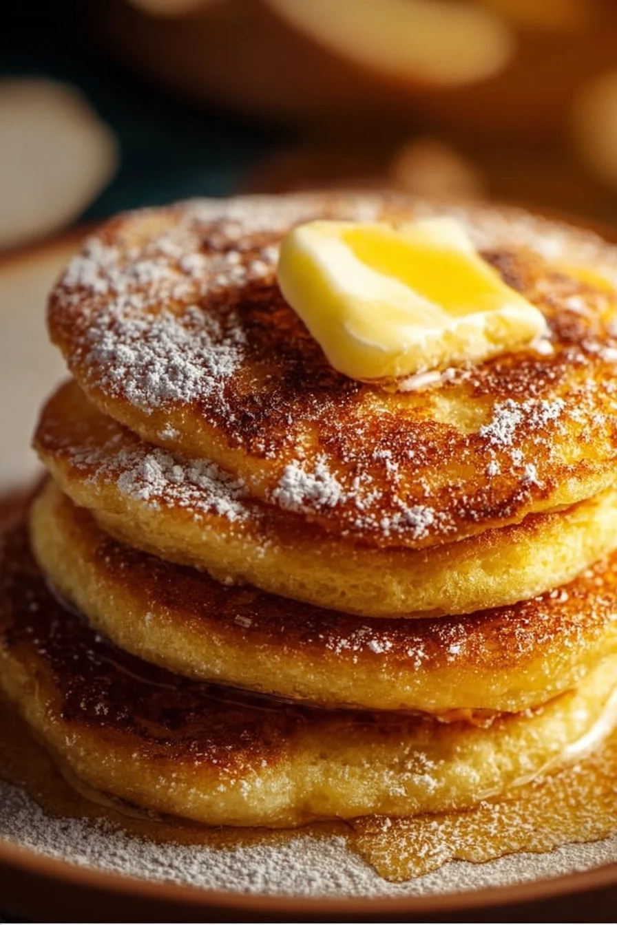 Spanish Churro-Inspired Pancakes churro pancakes Delicious churro pancakes topped with cinnamon and sugar