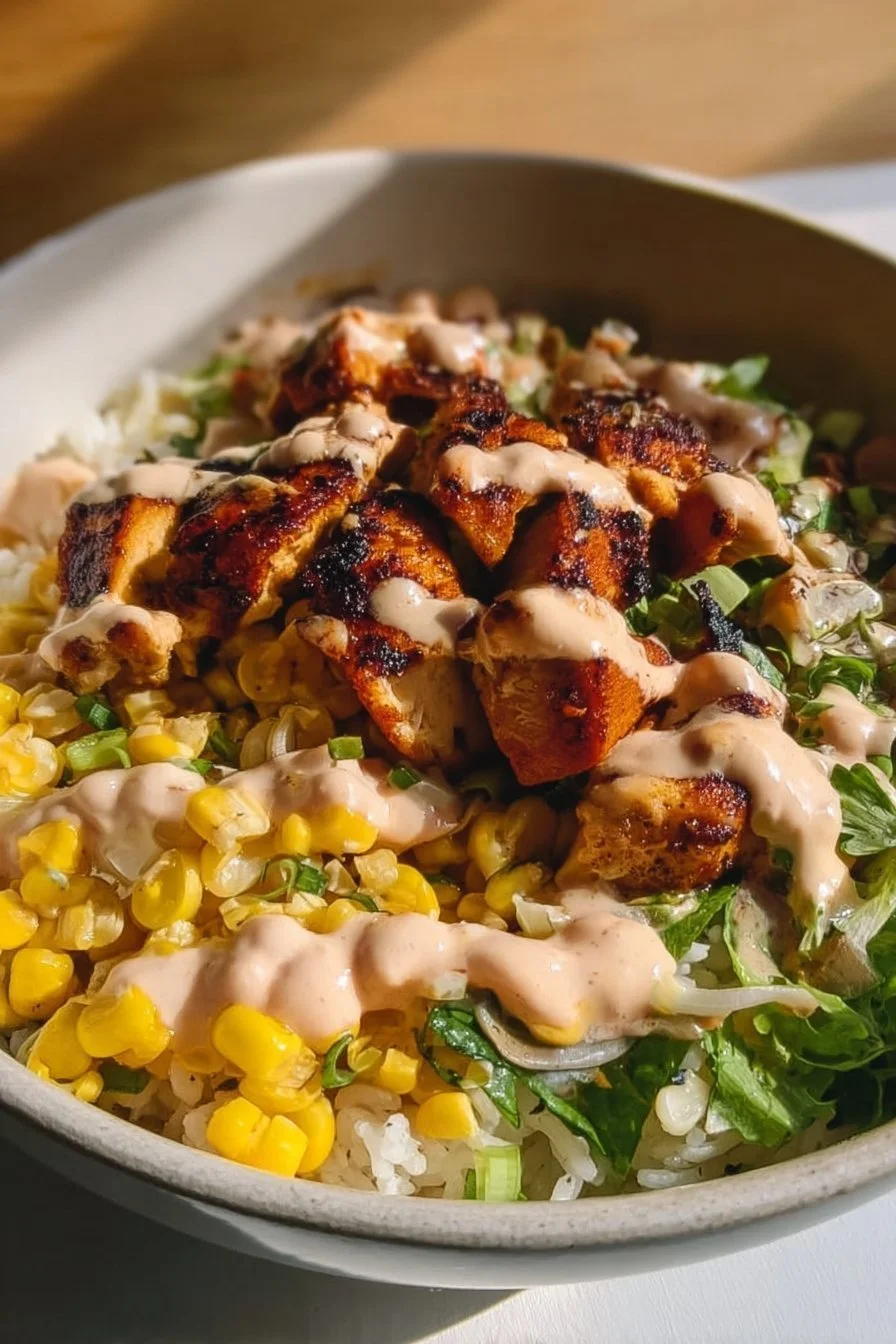 Street Corn Chicken Rice Bowls