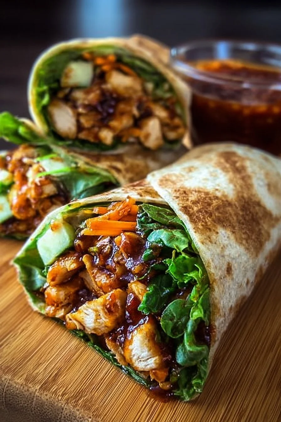 Sweet Chili Chicken Wraps Sweet Chili Chicken Sweet Chili Chicken Wraps served on a plate with fresh vegetables