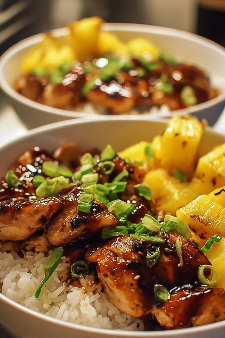 Teriyaki Chicken and Pineapple Bowls Teriyaki Chicken Delicious Teriyaki Chicken served in pineapple bowls with vibrant vegetables.