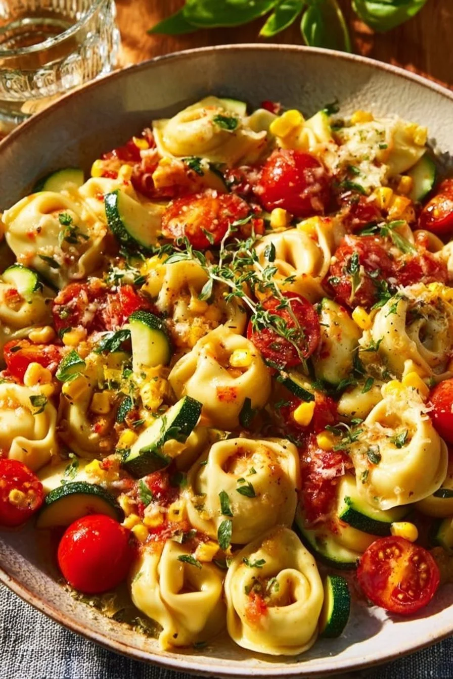 Colorful Vegetarian Italian Vegetable Skillet with fresh ingredients
