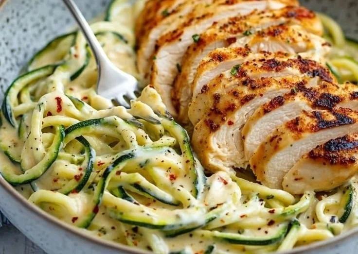 Zucchini Noodle Chicken Alfredo