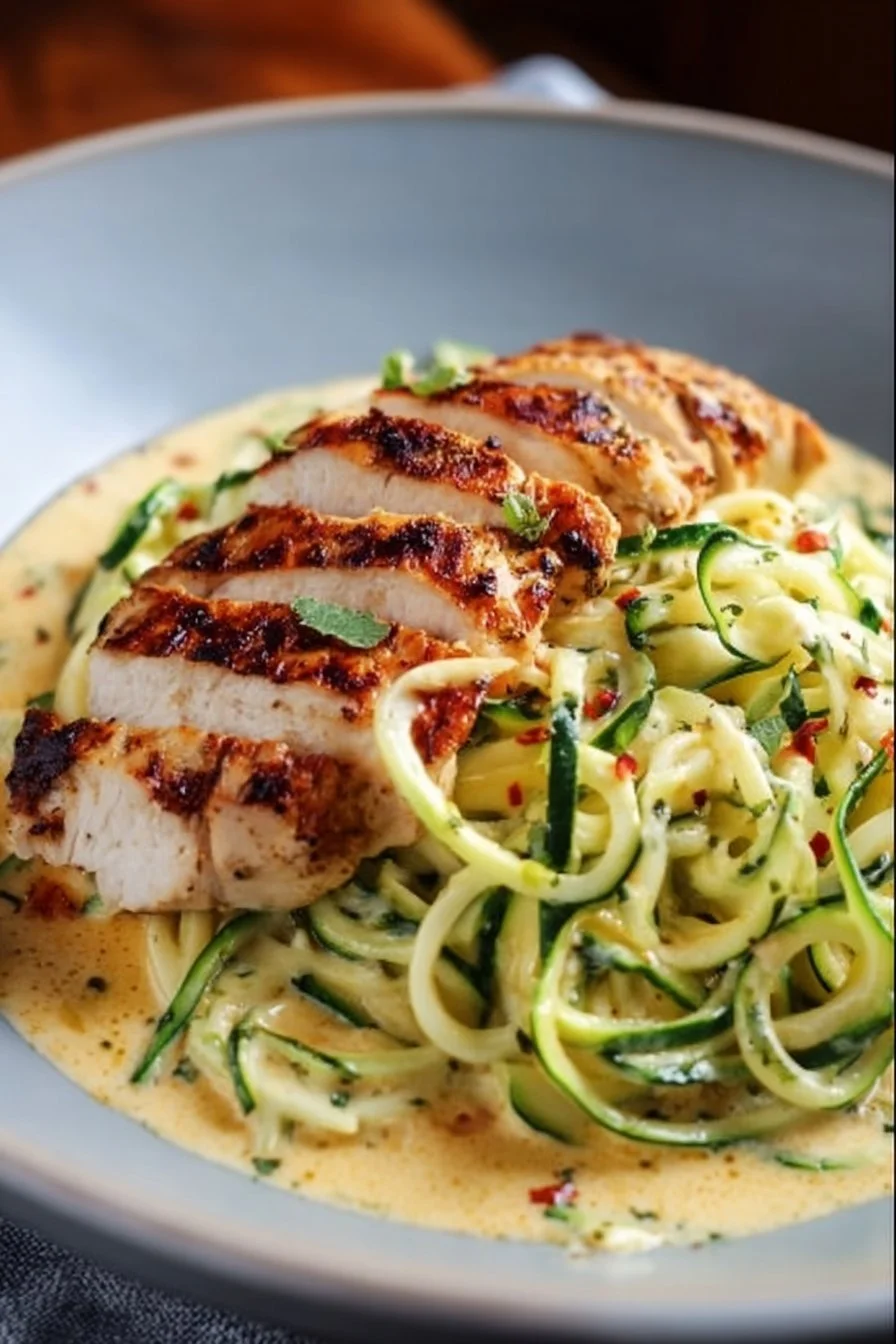 Zucchini Noodle Chicken Alfredo