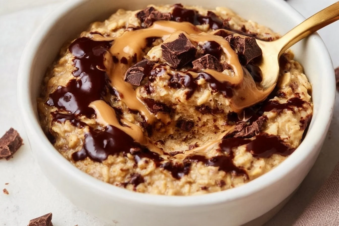 Delicious Air Fryer Baked Oats topped with fresh fruits and nuts.
