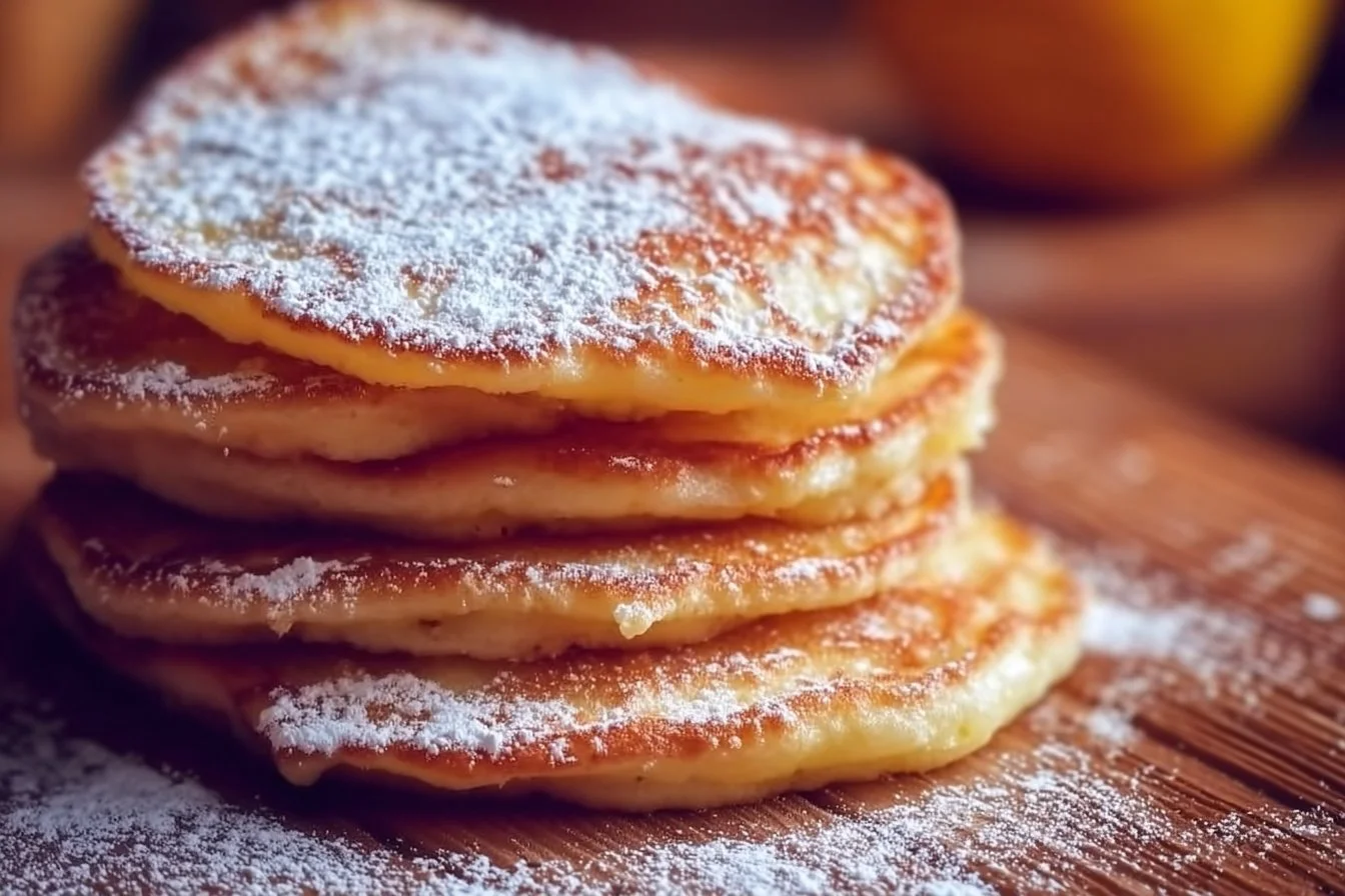 Apple Yogurt Pancakes yogurt pancakes Apple yogurt pancakes stacked on a plate with fresh apples and syrup.