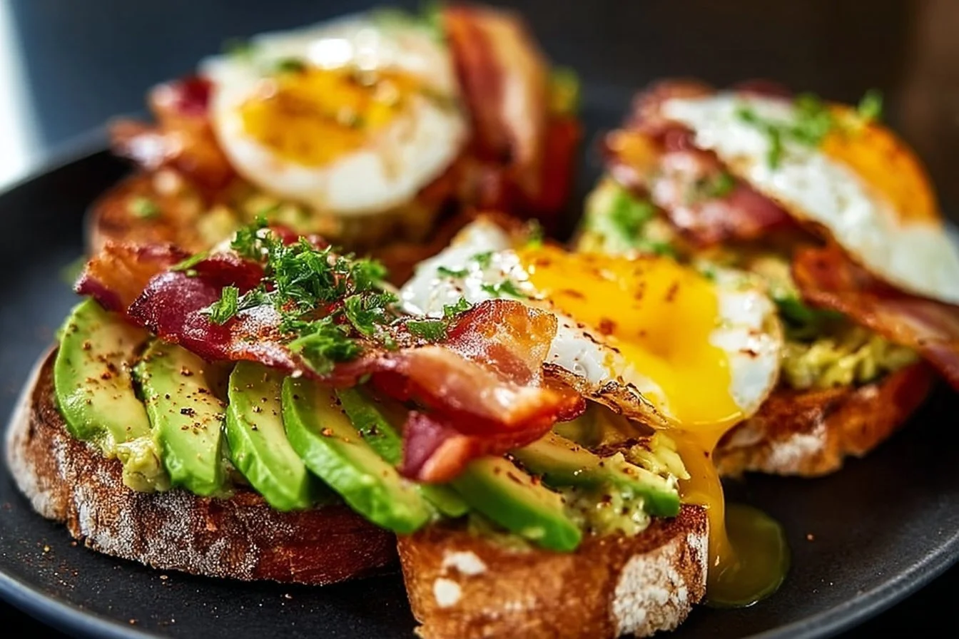 Avocado Bacon and Egg Toasts