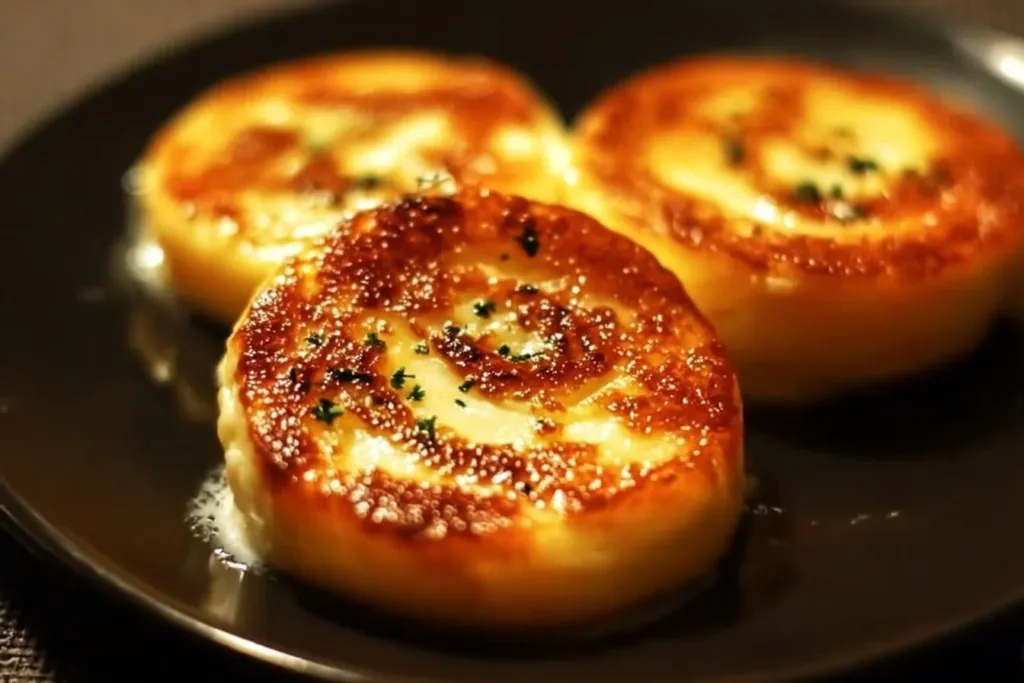 Baked cottage cheese eggs with herbs in a dish