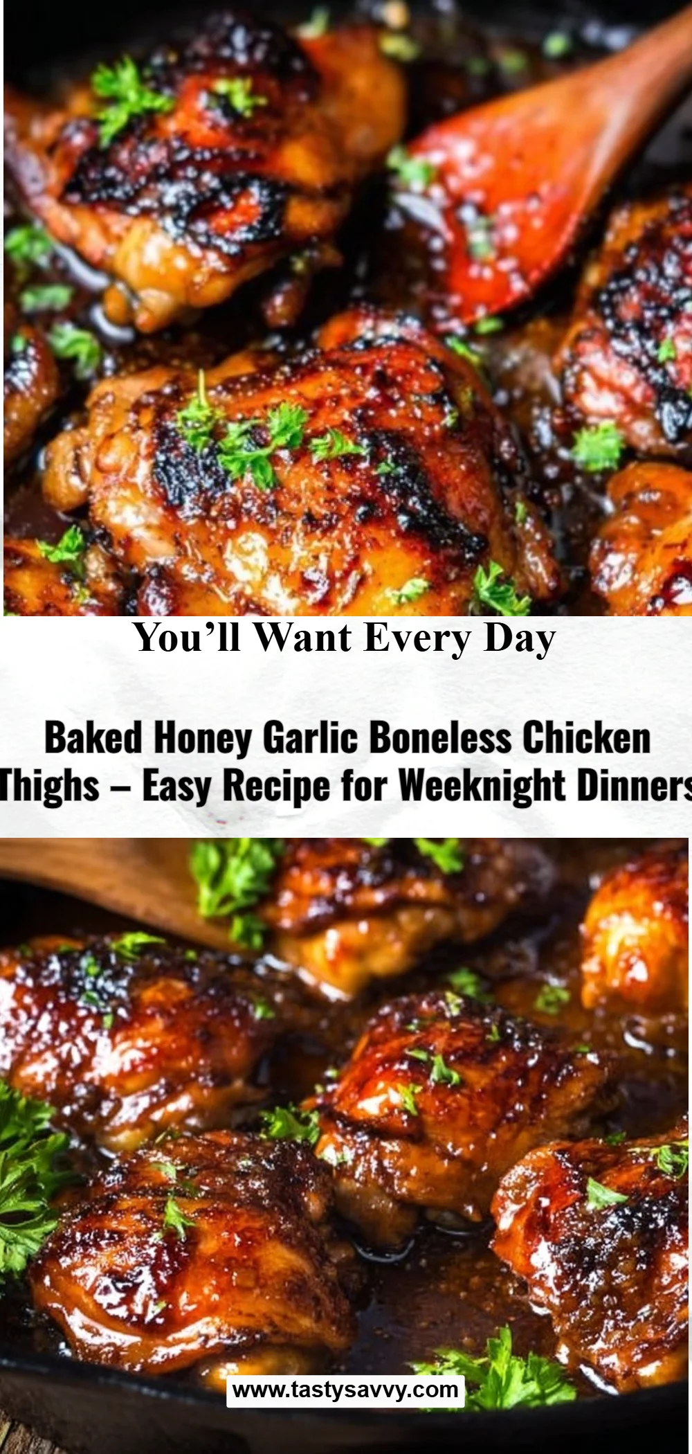 Baked Honey Garlic Boneless Chicken Thighs honey garlic chicken Baked Honey Garlic Boneless Chicken Thighs