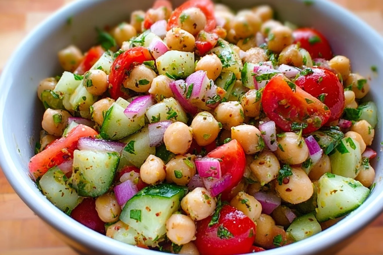 Best Chickpea Salad Recipe: A Refreshing Delight chickpea salad Colorful chickpea salad with fresh vegetables and herbs