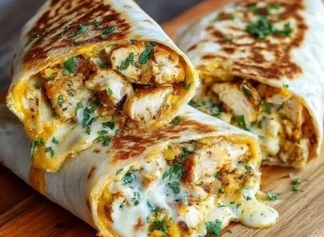 Cheesy Garlic Chicken Wraps