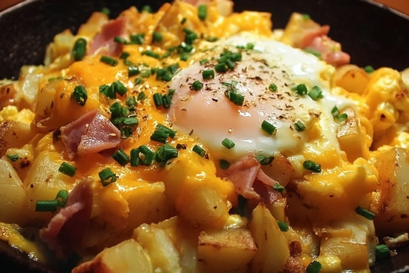 Cheesy Potato Egg Scramble