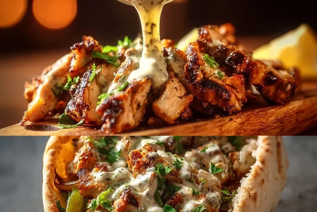 Delicious Chicken Shawarma served with creamy garlic sauce