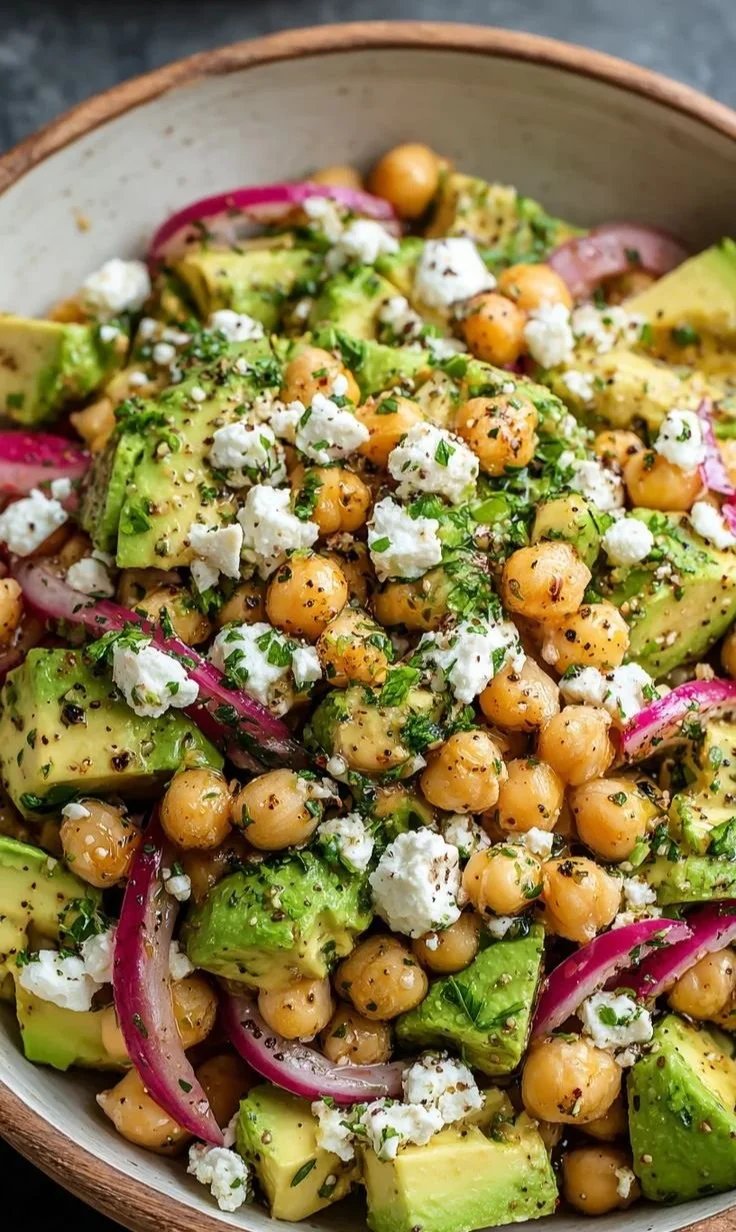Chickpea Feta Avocado Salad