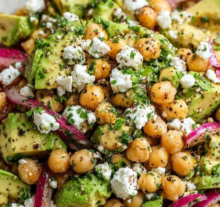 Chickpea Feta Avocado Salad