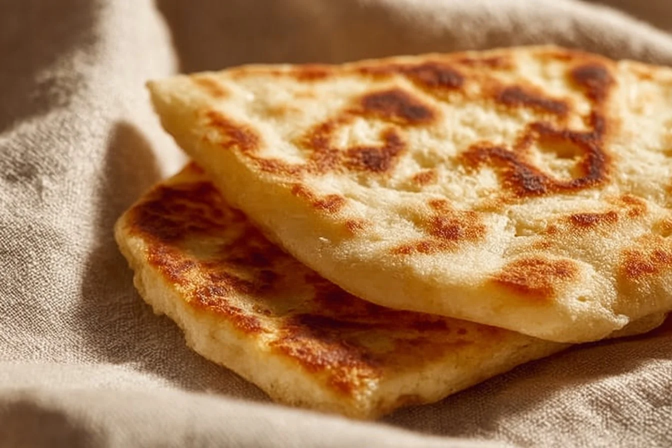 Fresh and tasty Cottage Cheese Flatbread served with herbs and toppings
