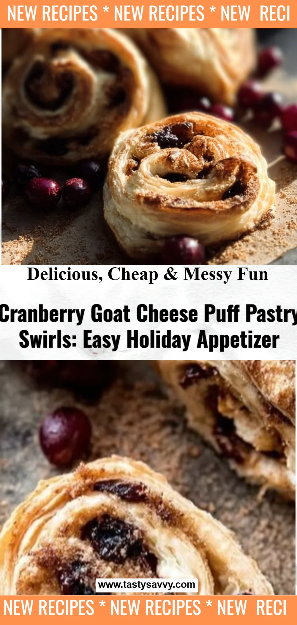 Cranberry Goat Cheese Puff Pastry Swirls