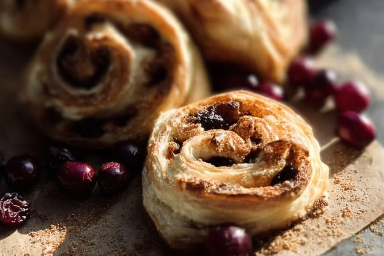 Cranberry Goat Cheese Puff Pastry Swirls