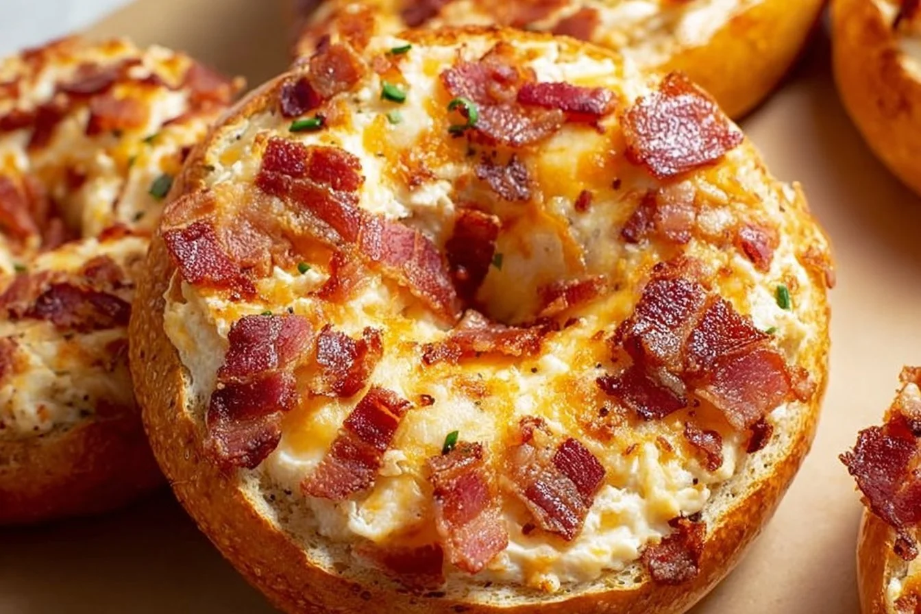 Creamy Bacon Cheddar Bagels