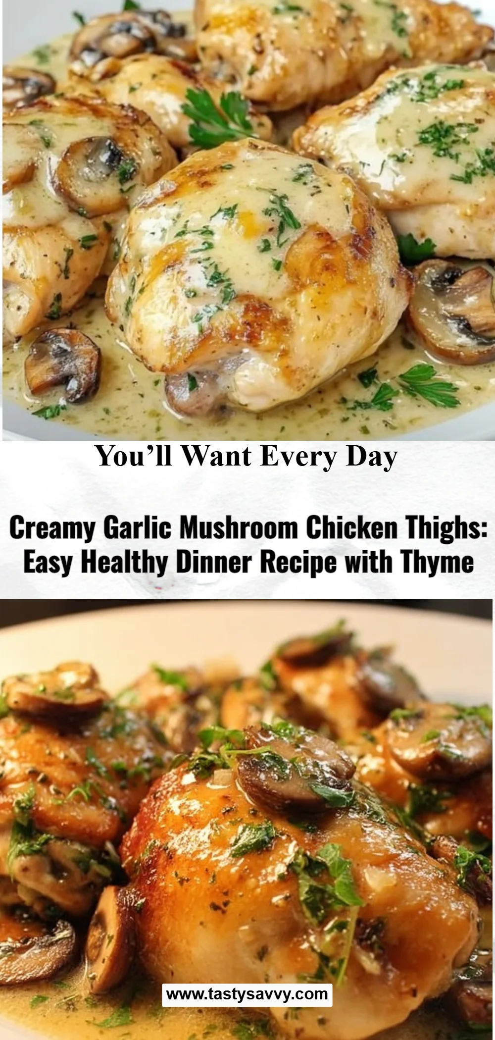 Creamy Garlic Mushroom Chicken Thighs