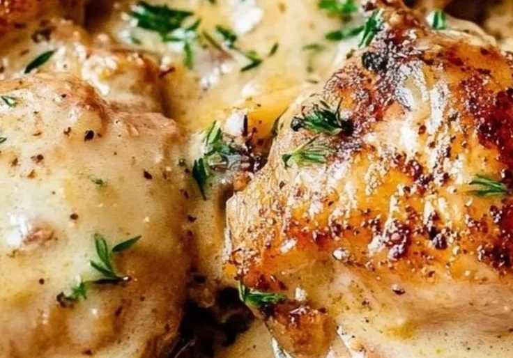 Creamy Oven Baked Chicken Thighs oven baked chicken Creamy Oven Baked Chicken Thighs