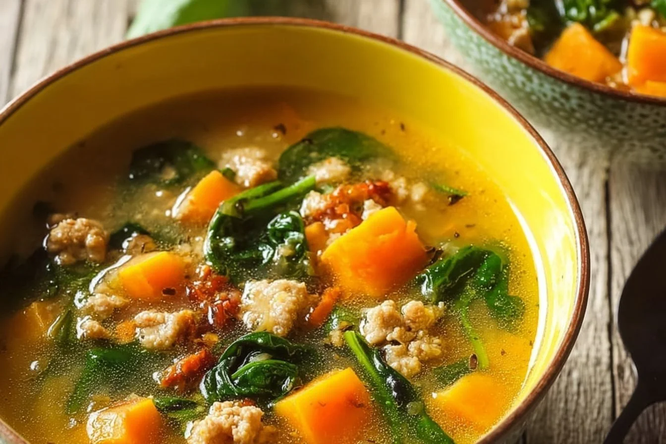 Creamy Sweet Potato and Ground Turkey Soup