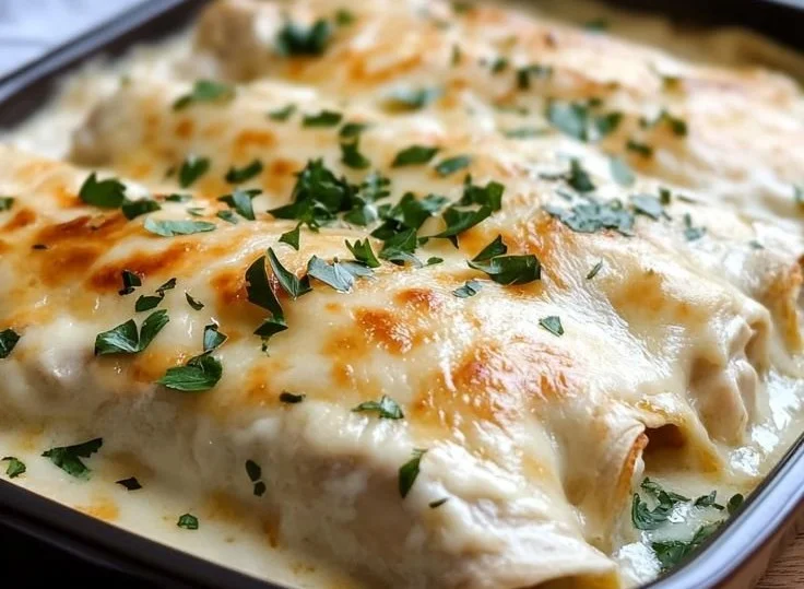 Creamy White Chicken Enchiladas