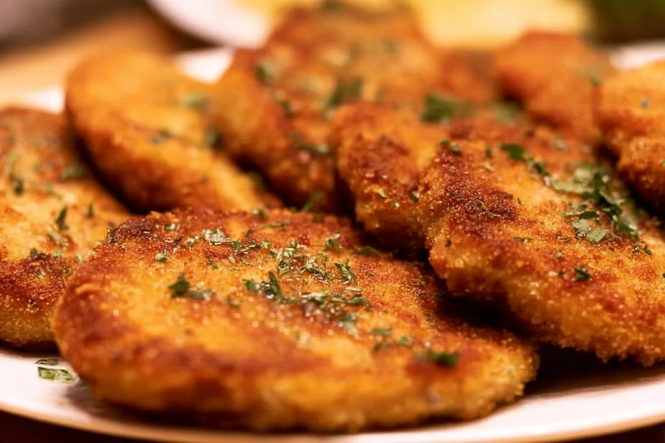 Crispy air fryer chicken cutlets served with dipping sauce