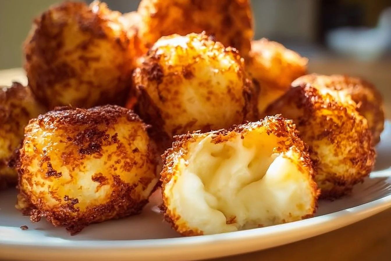 Crispy cottage cheese mozzarella bites served on a plate