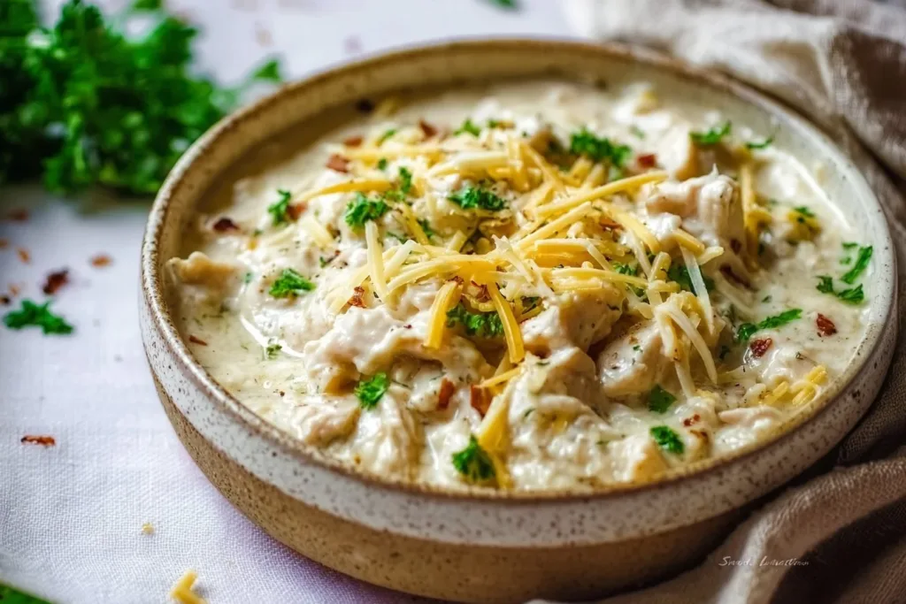 Delicious Crockpot Crack Chicken served on a plate, ready to enjoy.