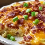 Delicious easy bacon egg and hashbrown casserole baked to perfection