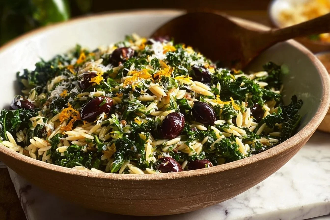 Easy Orzo Kale Salad with Lemon Vinaigrette