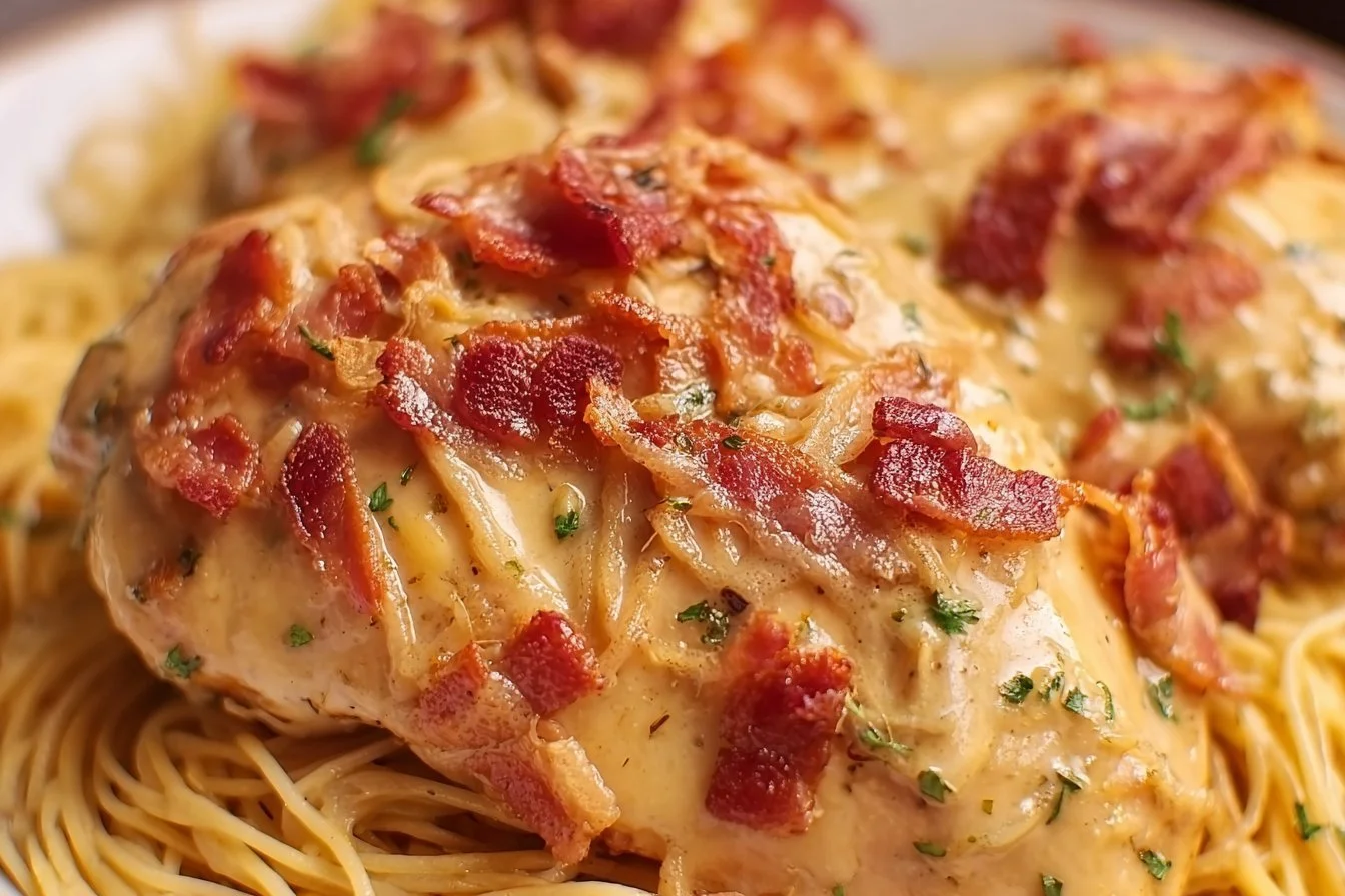 A bowl of creamy slow cooker crack chicken with toppings