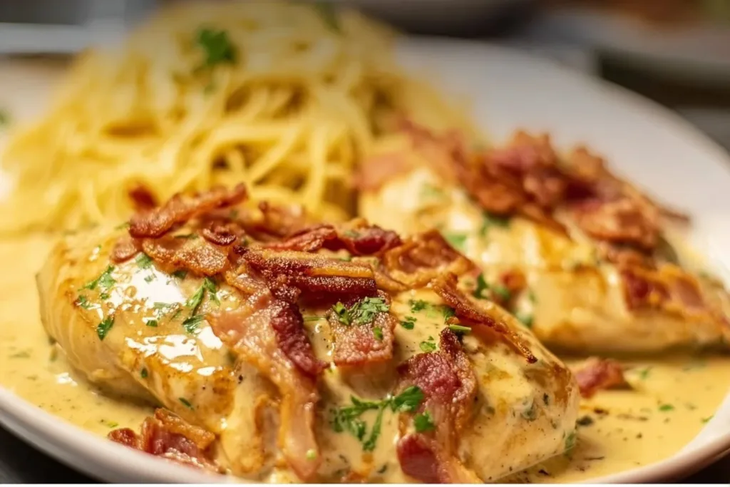 Delicious easy slow cooker crack chicken in a bowl with toppings.
