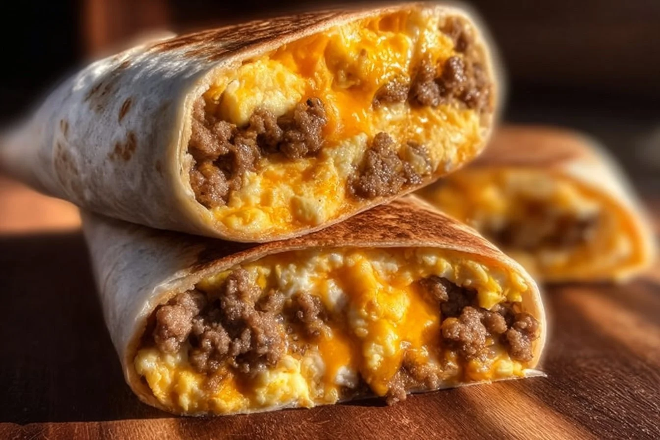 Delicious freezer breakfast burritos ready for meal prep