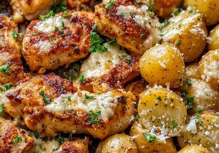 Garlic Parmesan Chicken Thighs and Potatoes Garlic Parmesan Chicken Garlic Parmesan Chicken Thighs and Potatoes