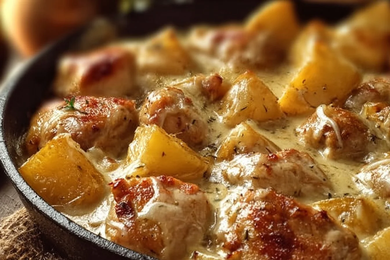 Delicious Garlic Parmesan Chicken and Potatoes in a crockpot