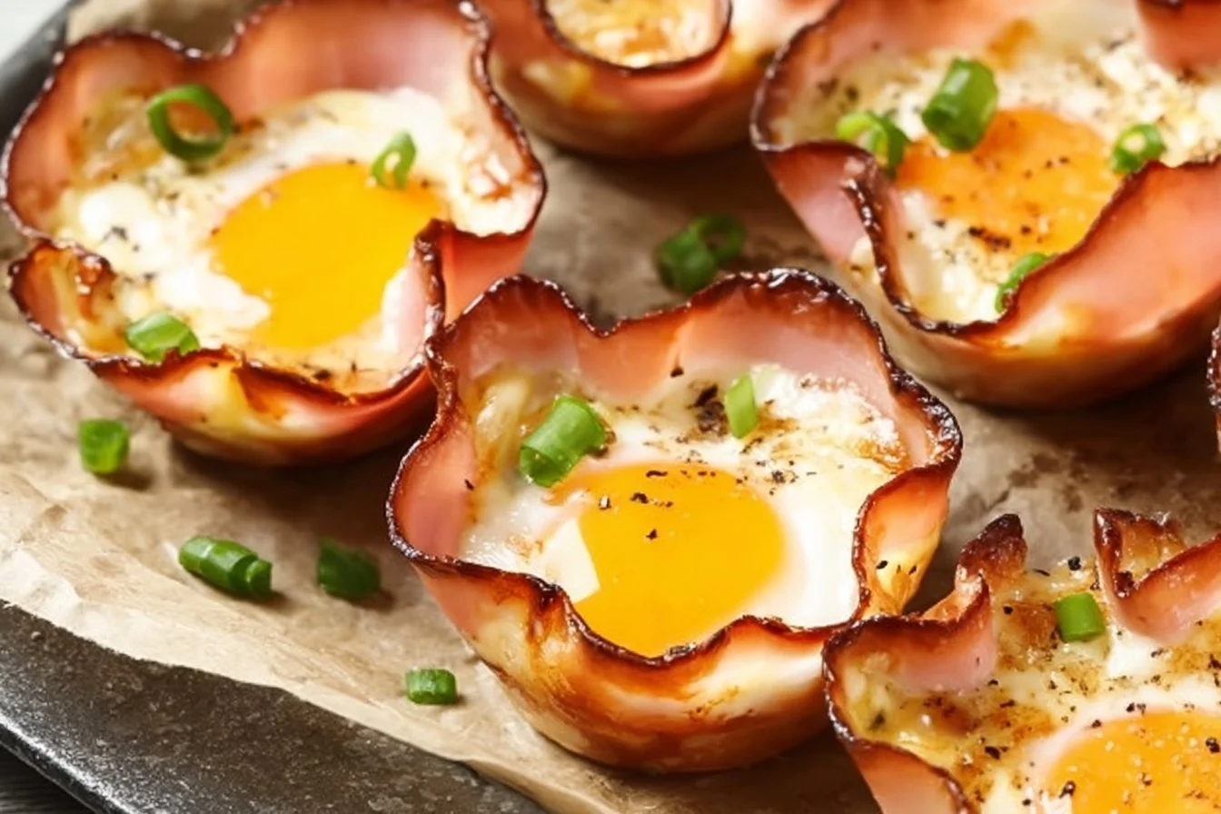 Delicious Ham and Cheese Egg Cups served in stylish egg cups