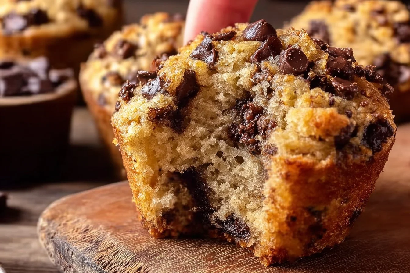 Healthy peanut butter banana muffins fresh out of the oven