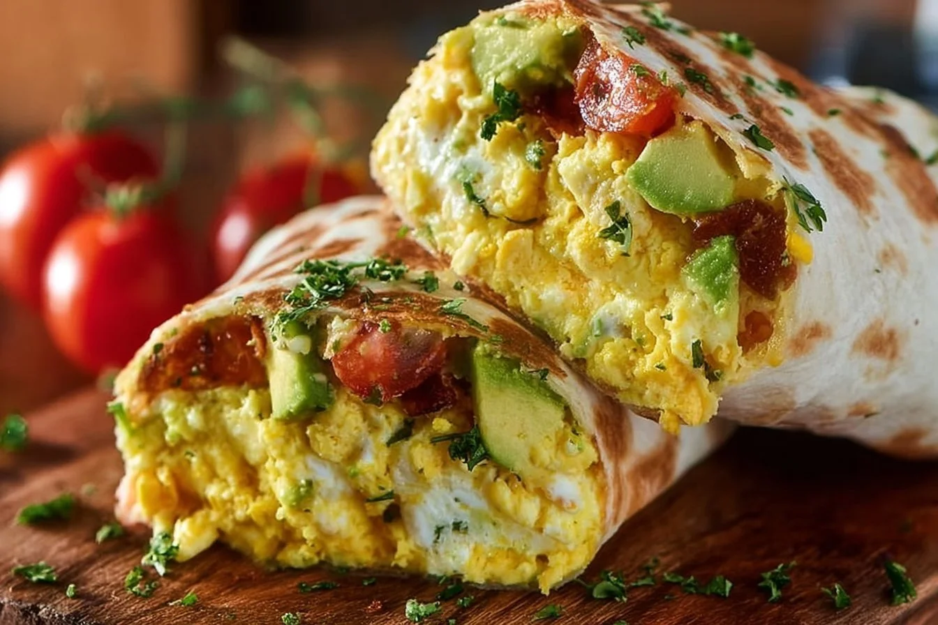 High-Protein Breakfast Wrap with Cottage Cheese and Avocado breakfast wrap High-protein breakfast wrap with cottage cheese and avocado on a plate