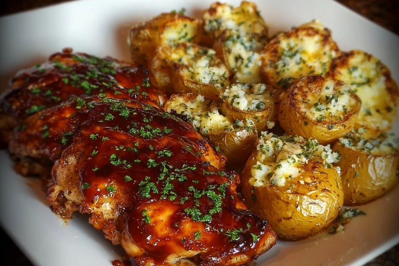 Honey BBQ Chicken with Garlic Parmesan Potatoes Honey BBQ Chicken Honey BBQ Chicken with Garlic Parmesan Potatoes