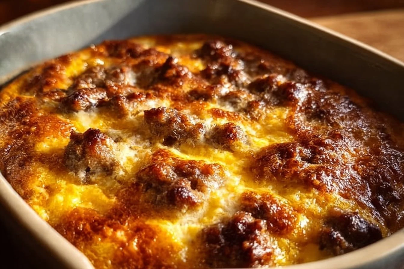 Low-Carb Sausage and Egg Casserole Sausage and Egg Casserole Low-Carb Sausage and Egg Casserole served in a baking dish